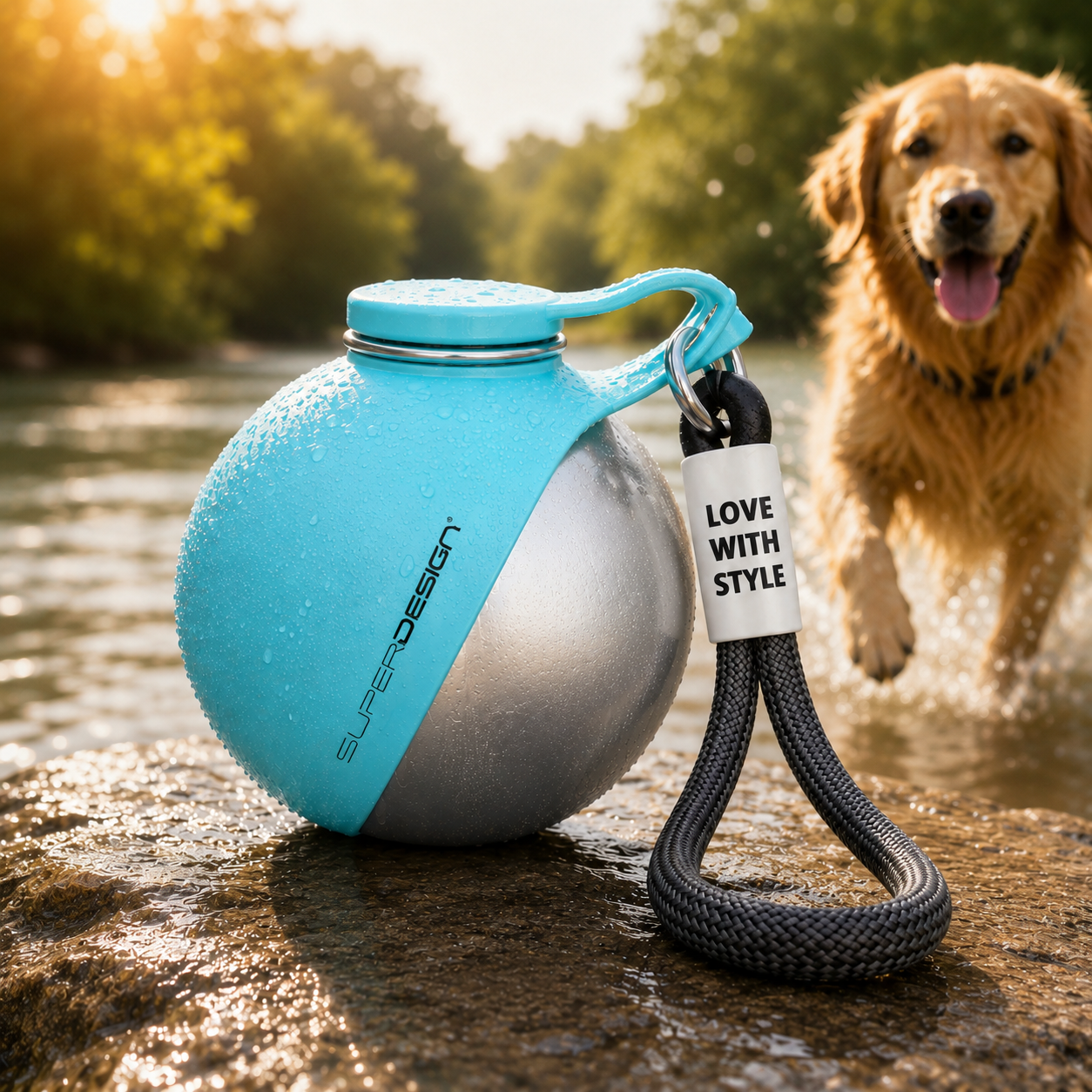 Blue Meonix HydroSphere water bottle with a sleek, plain design perfect for hydration on the go.